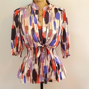 BCBG Silky Tie Front Blouse Size Medium